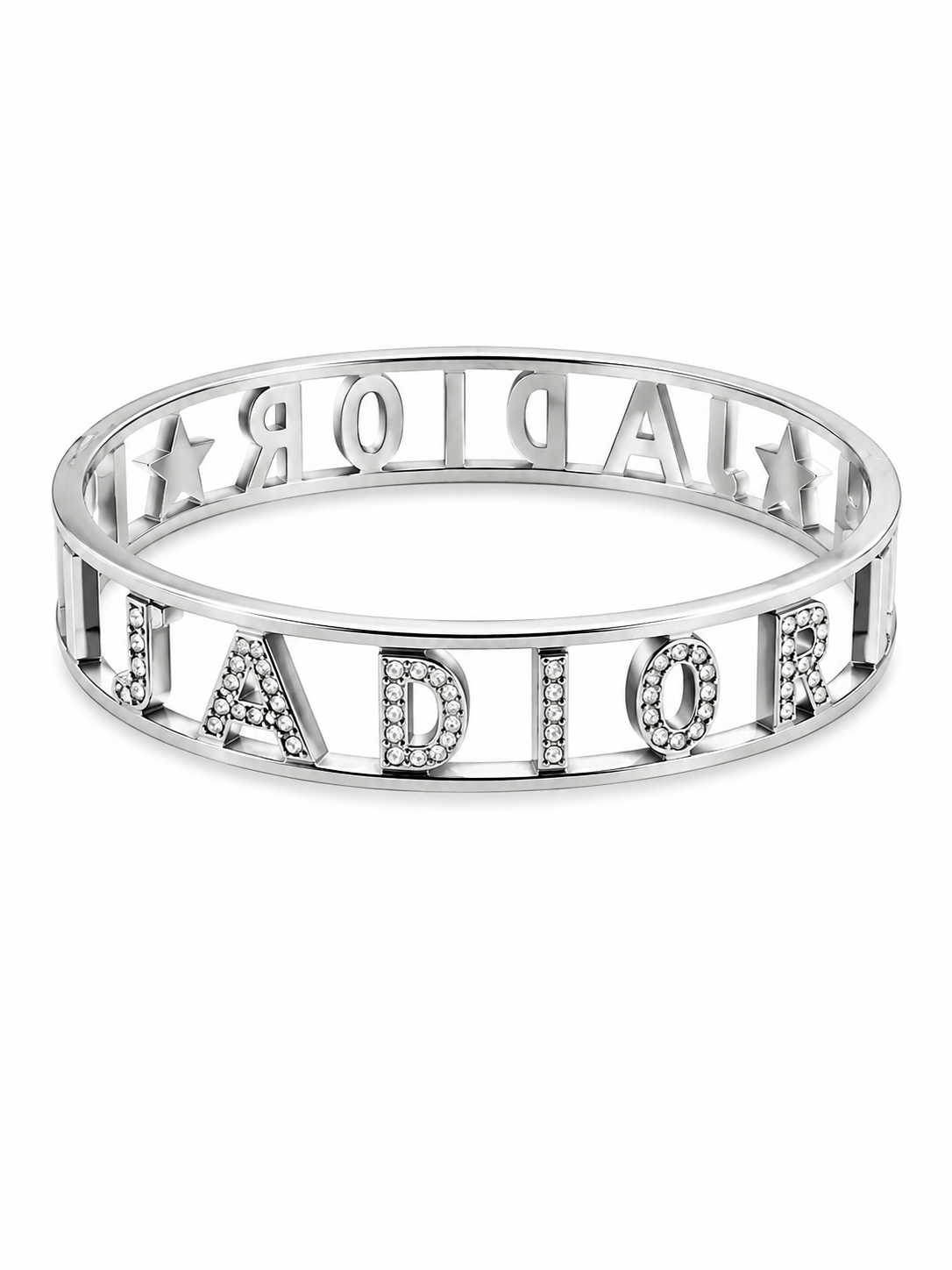 Silver Crystal Letter Statement Bangle
