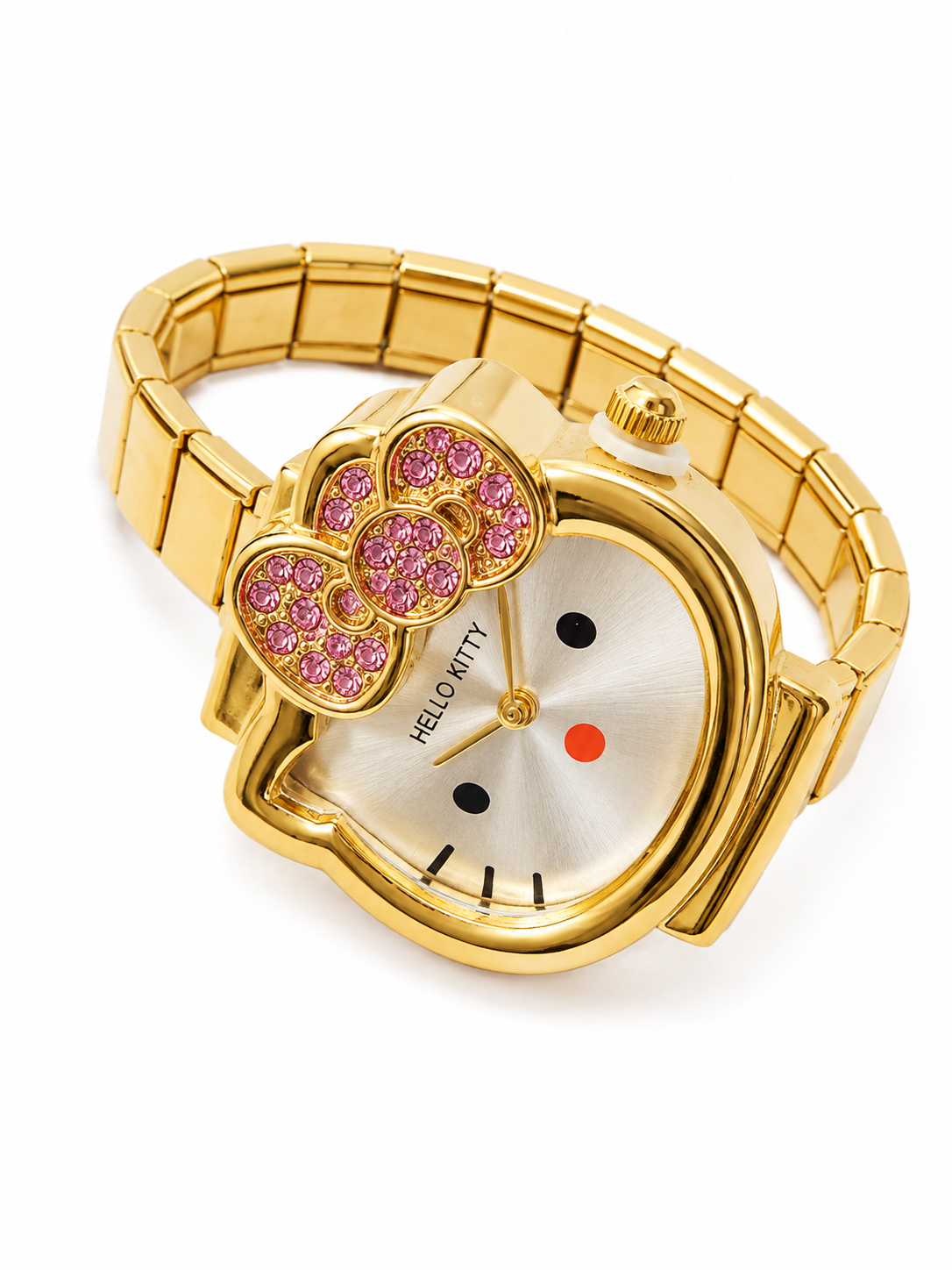 Gold Hello Kitty Pink Crystal Bow Watch