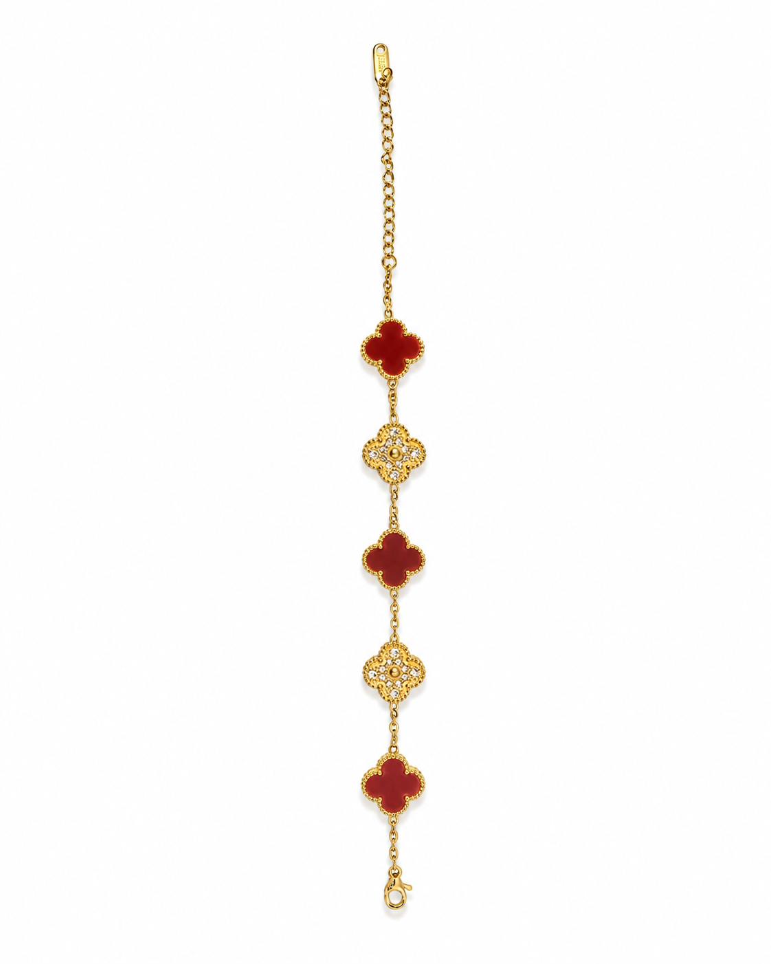 Crimson Clover Gold-Tone Charm Bracelet