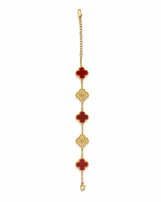 Crimson Clover Gold-Tone Charm Bracelet