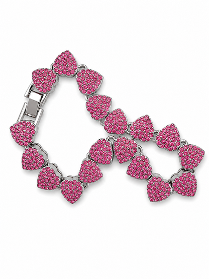 Pink Crystal Heart Bracelet