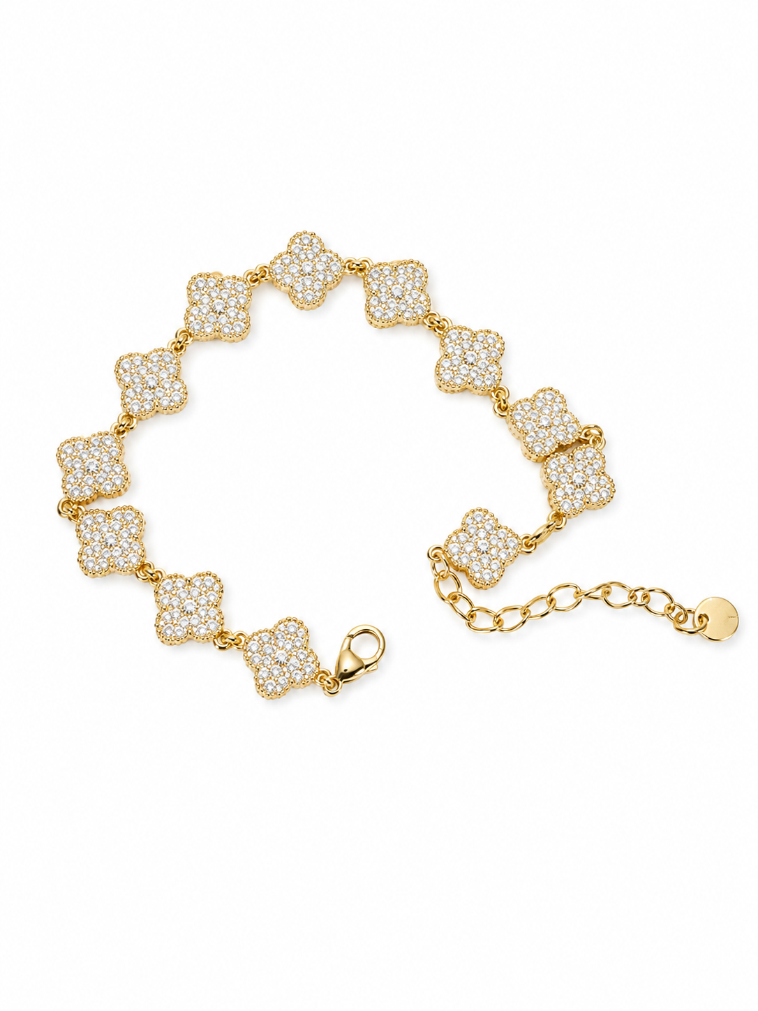 Gold Crystal Clover Link Bracelet