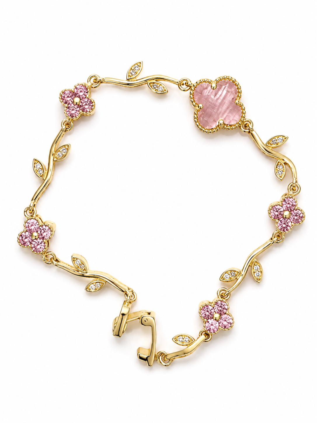Pink Crystal Floral Vine Bracelet