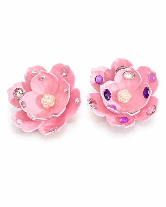 Pink Jeweled Flower Fridge Magnet