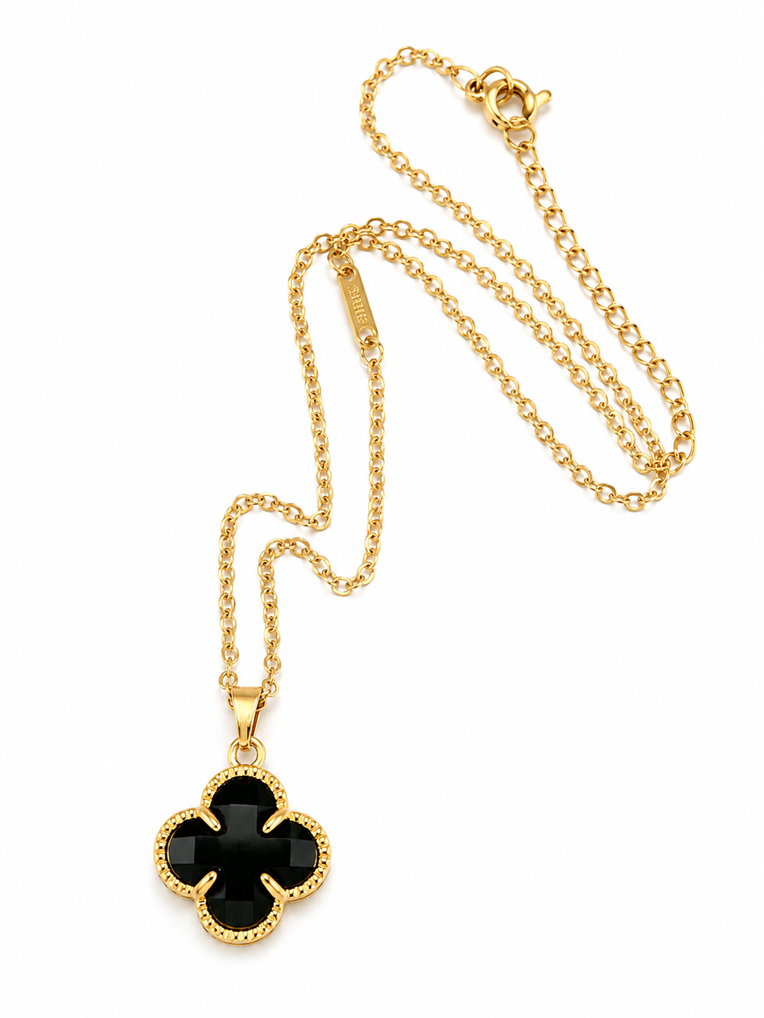 Black Clover Gold-Tone Pendant Necklace