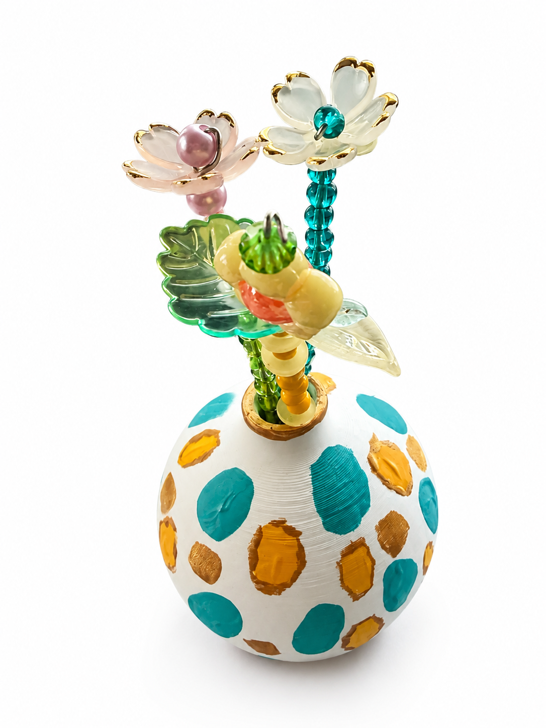 Whimsical Beaded Floral Magnet