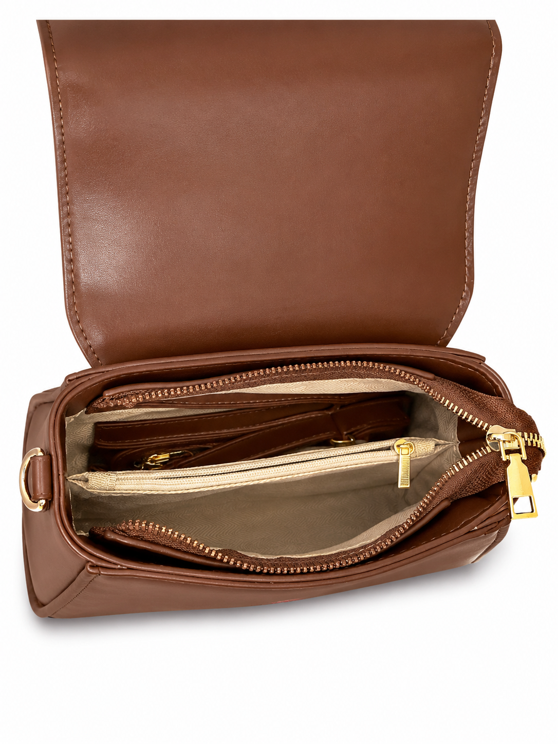 Cognac Brown Studded Structured Handbag