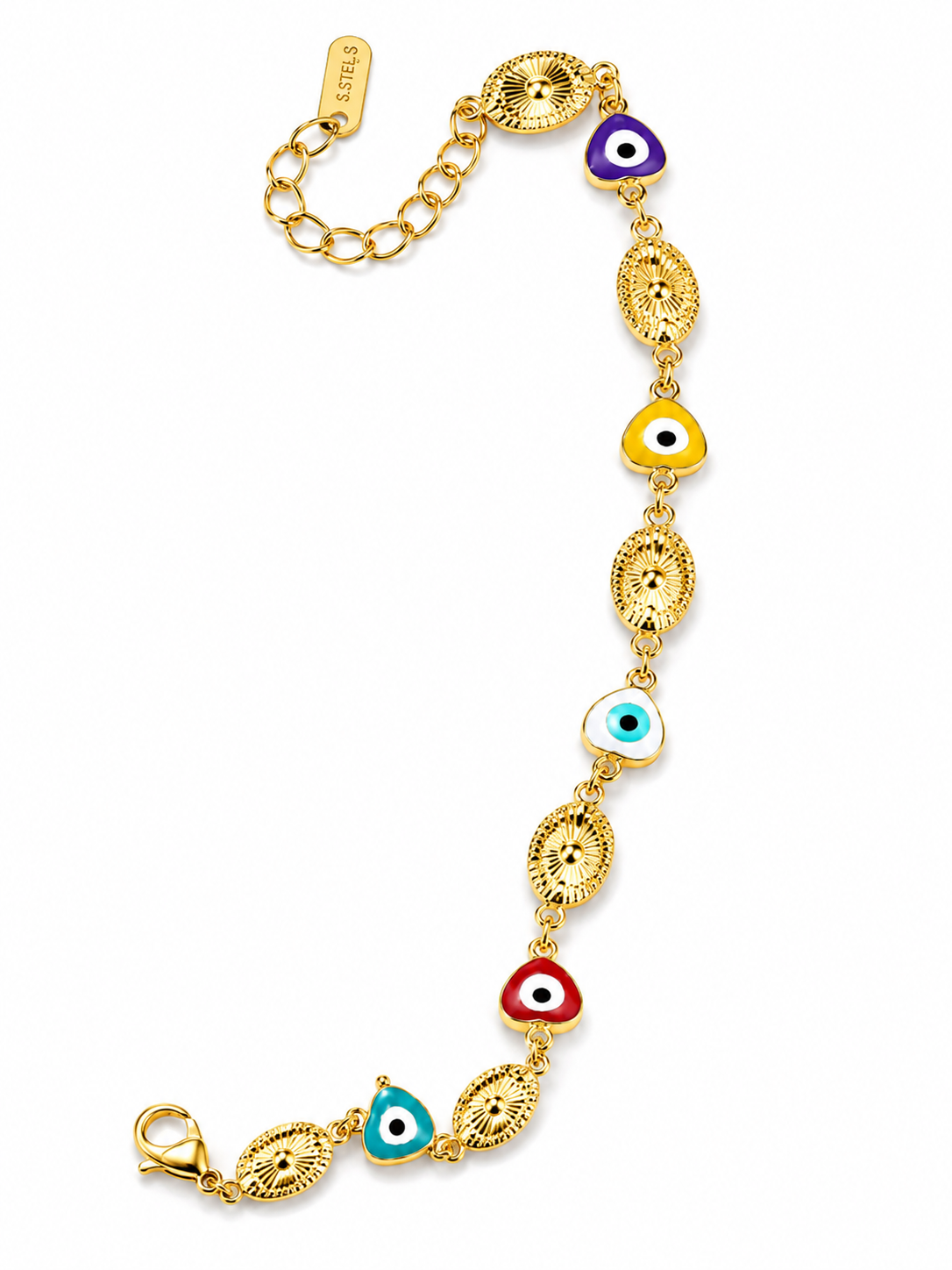 Colorful Evil Eye Stainless Steel Bracelet