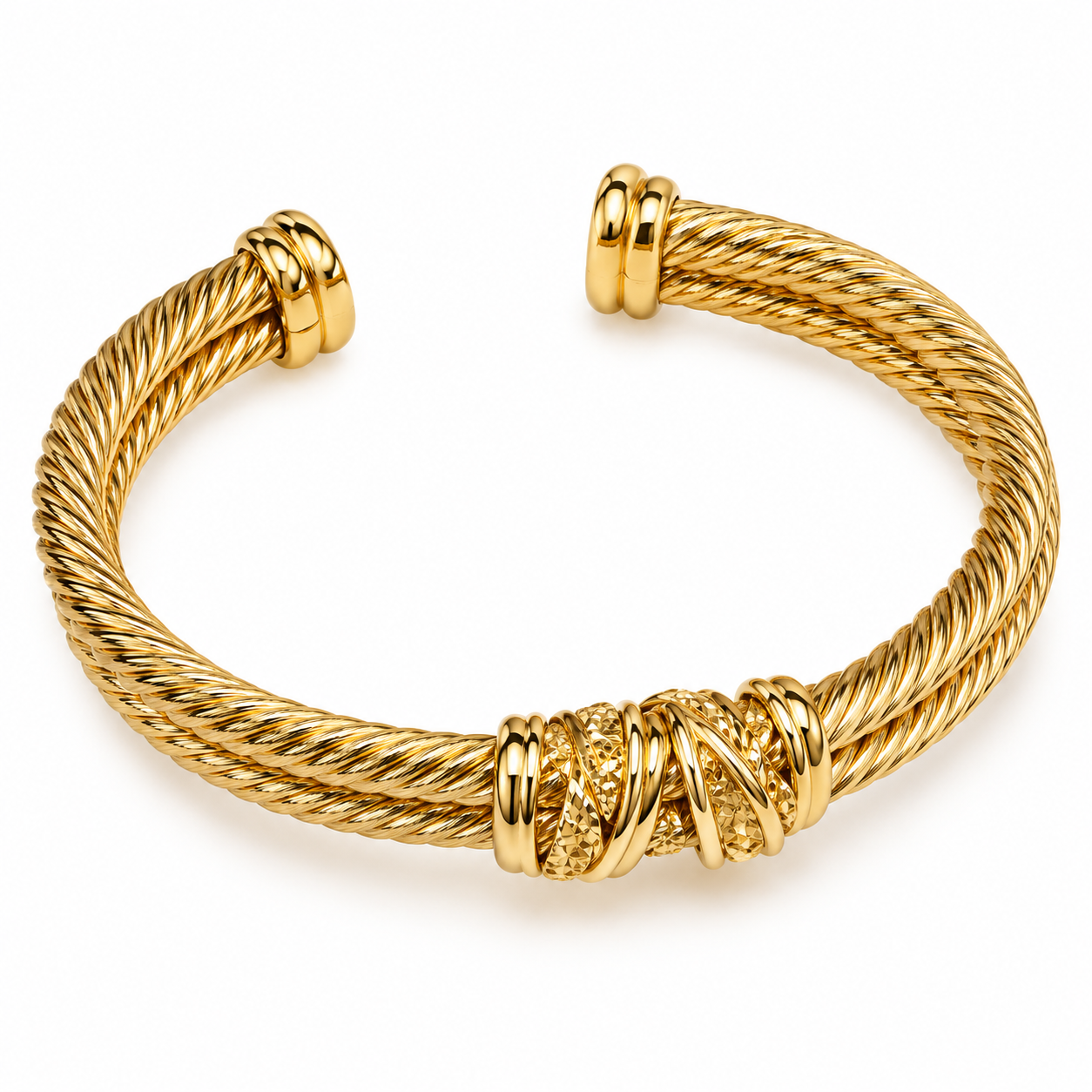 Luxe Gold Twist Non-Tarnish Cuff Bracelet