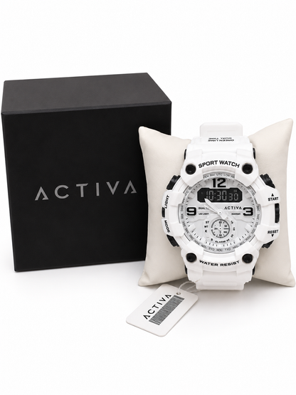 ACTIVA White Dual-Time Sport Watch