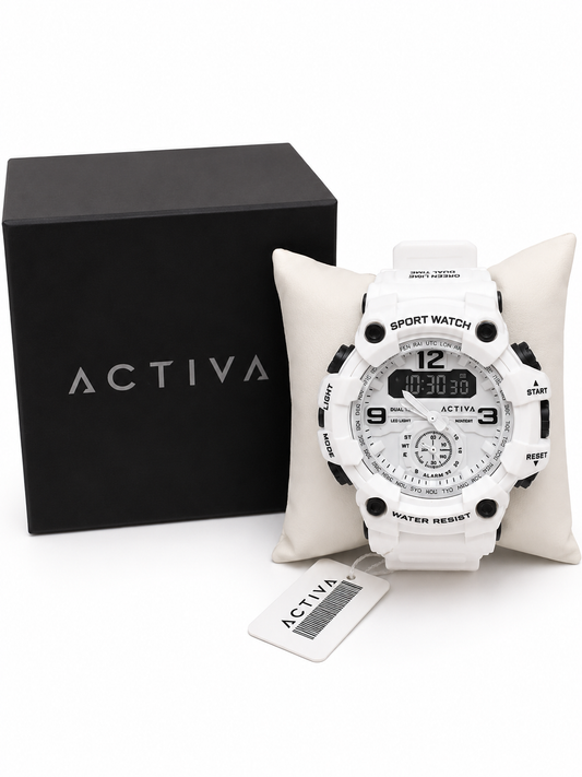 ACTIVA White Dual-Time Sport Watch