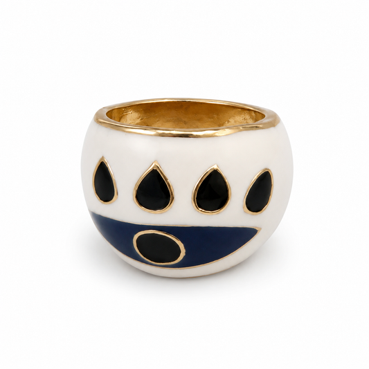 Evil Eye Enamel Statement Ring – Size 9