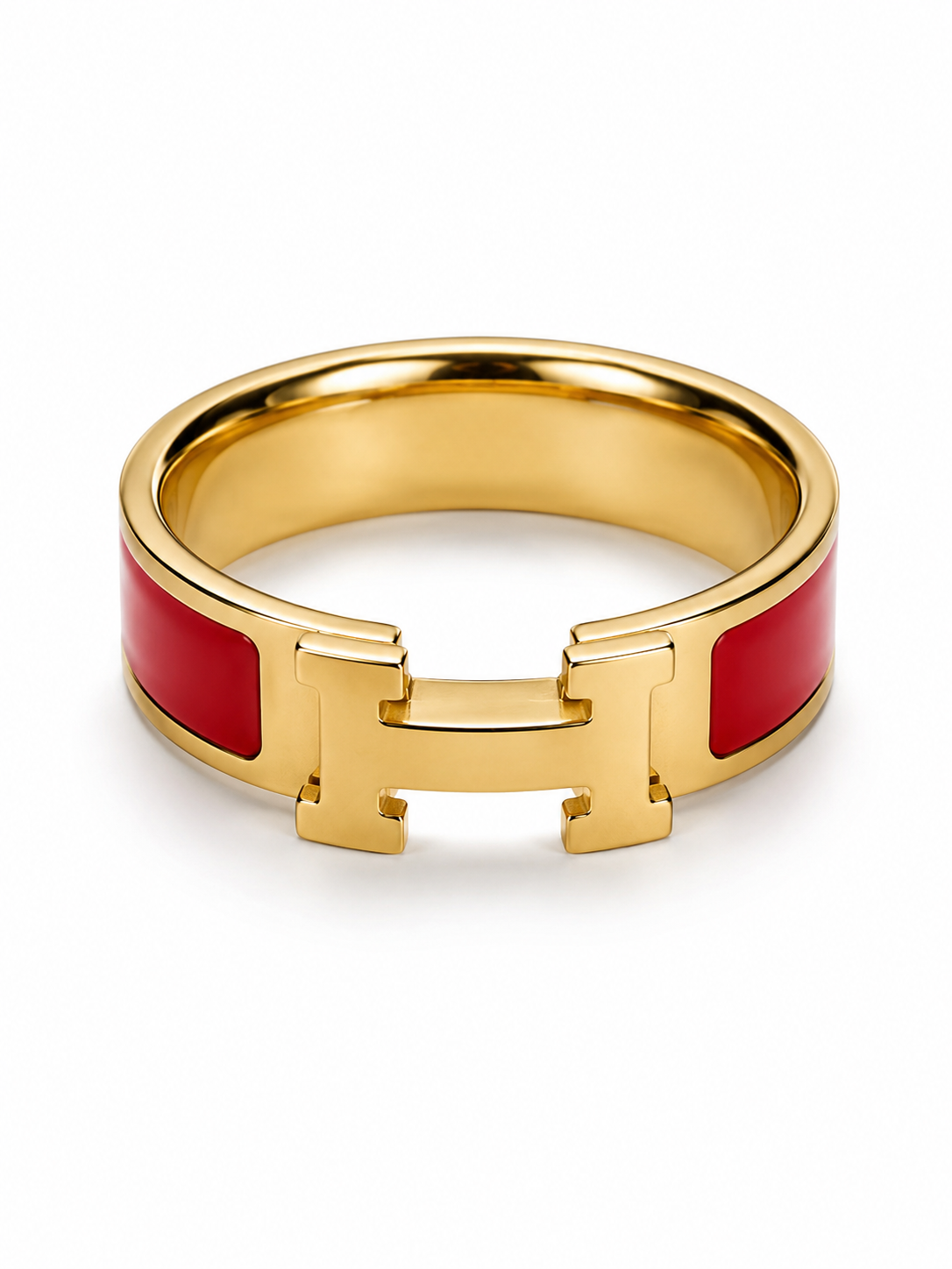 Gold & Red H-Inspired Statement Ring
