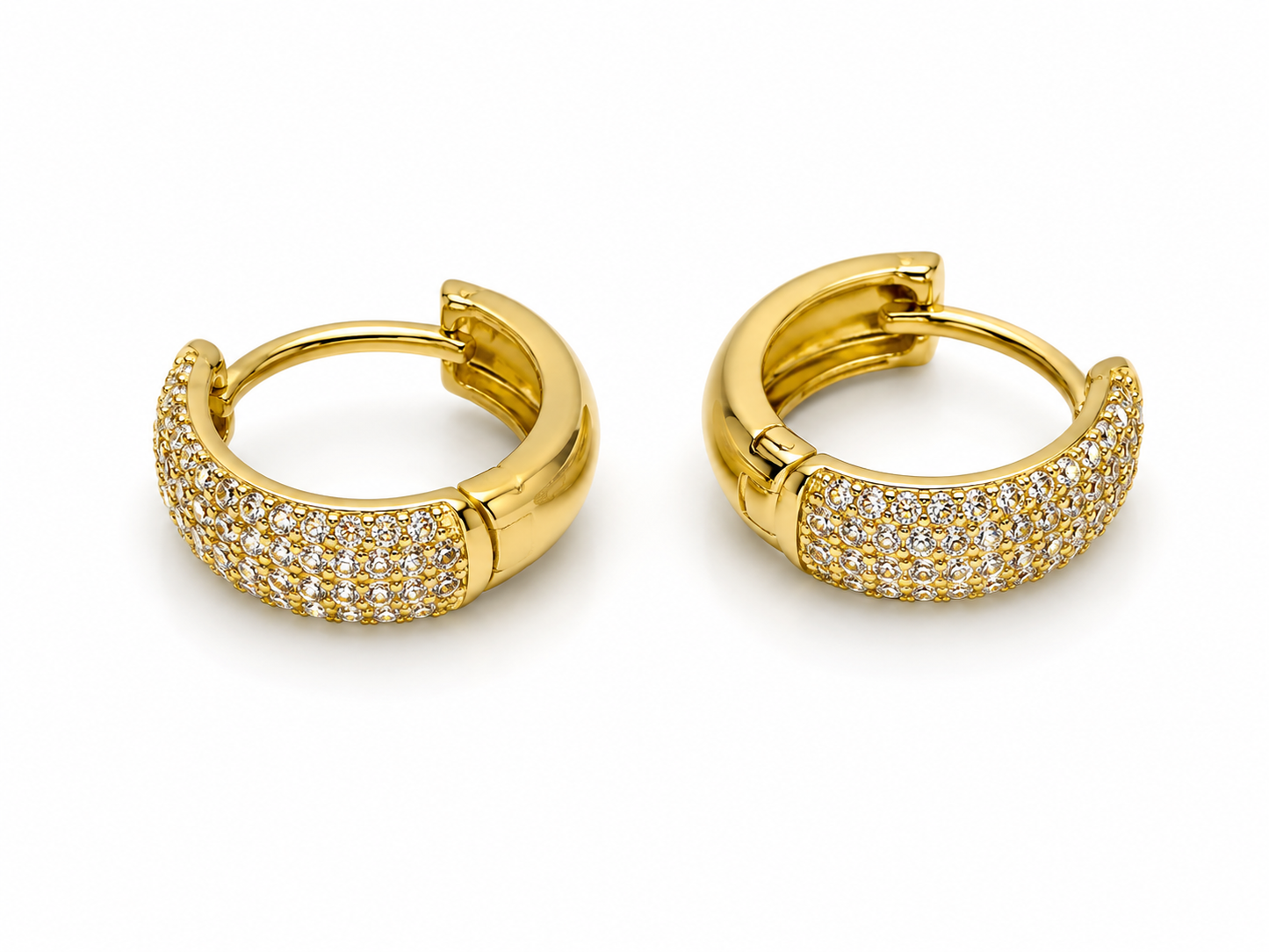 Gold Pavé Huggie Hoop Earrings
