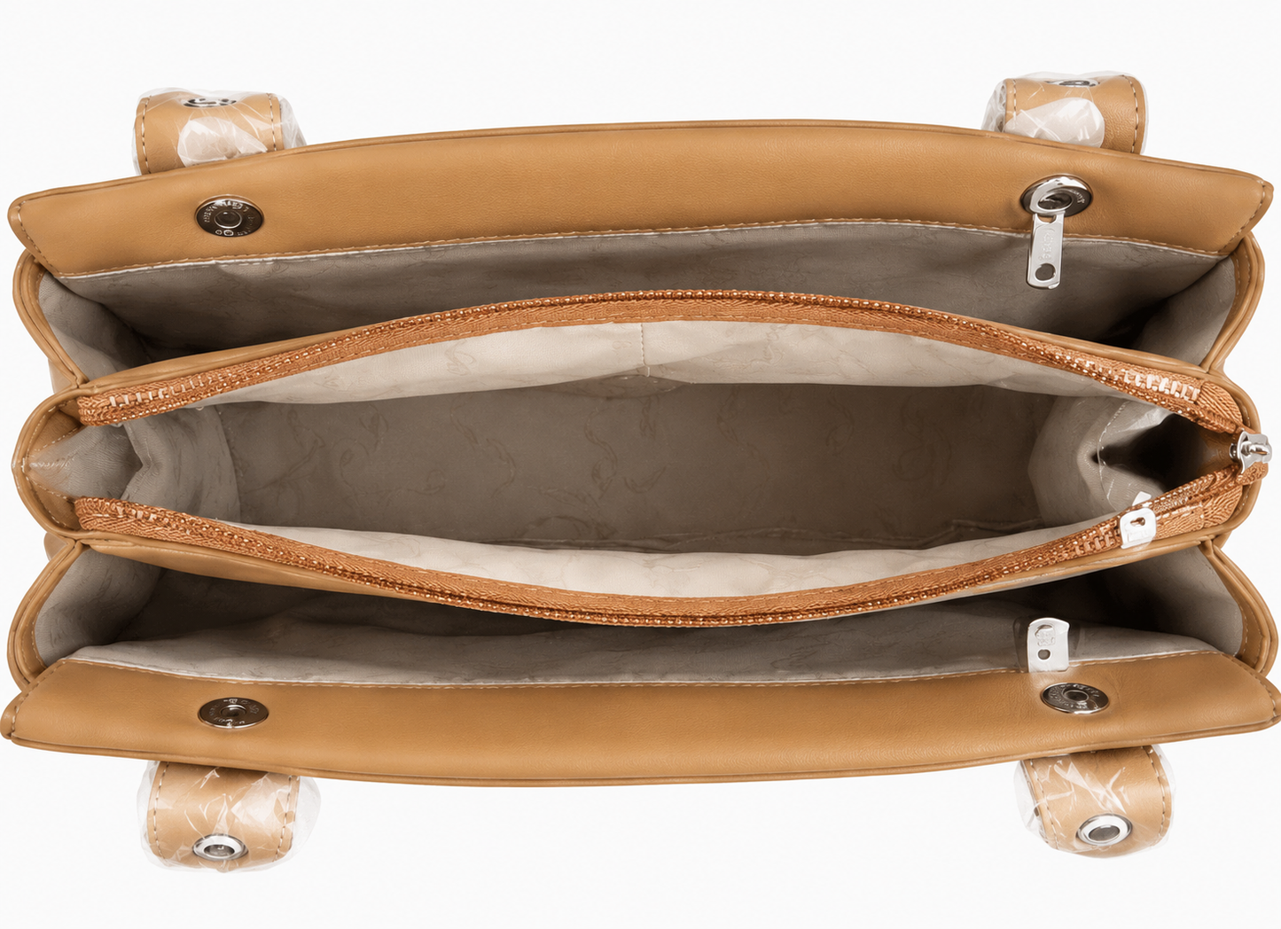 Camel Elegance Structured Satchel Handbag