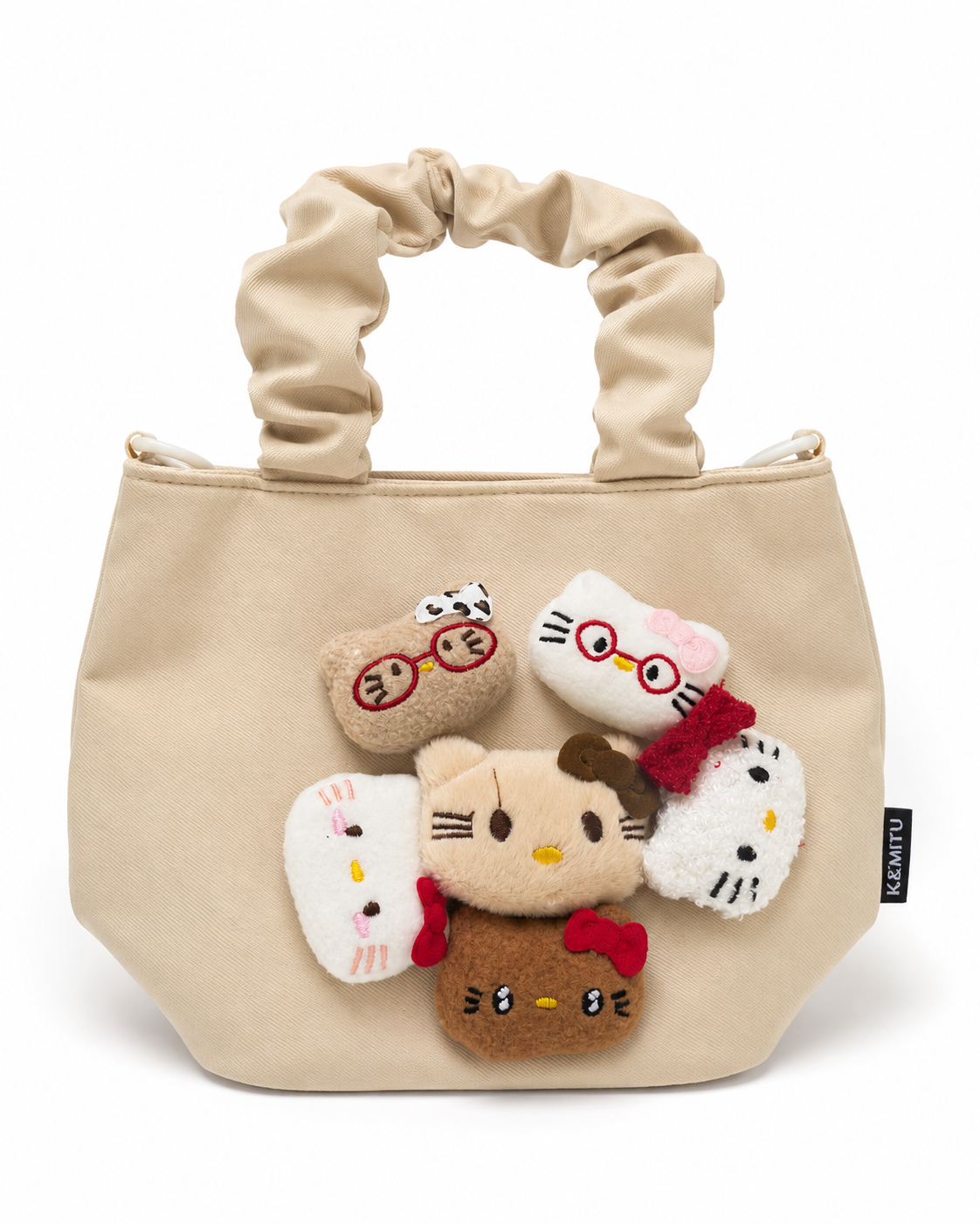 Kawaii Plush Cat Charm Tote Bag