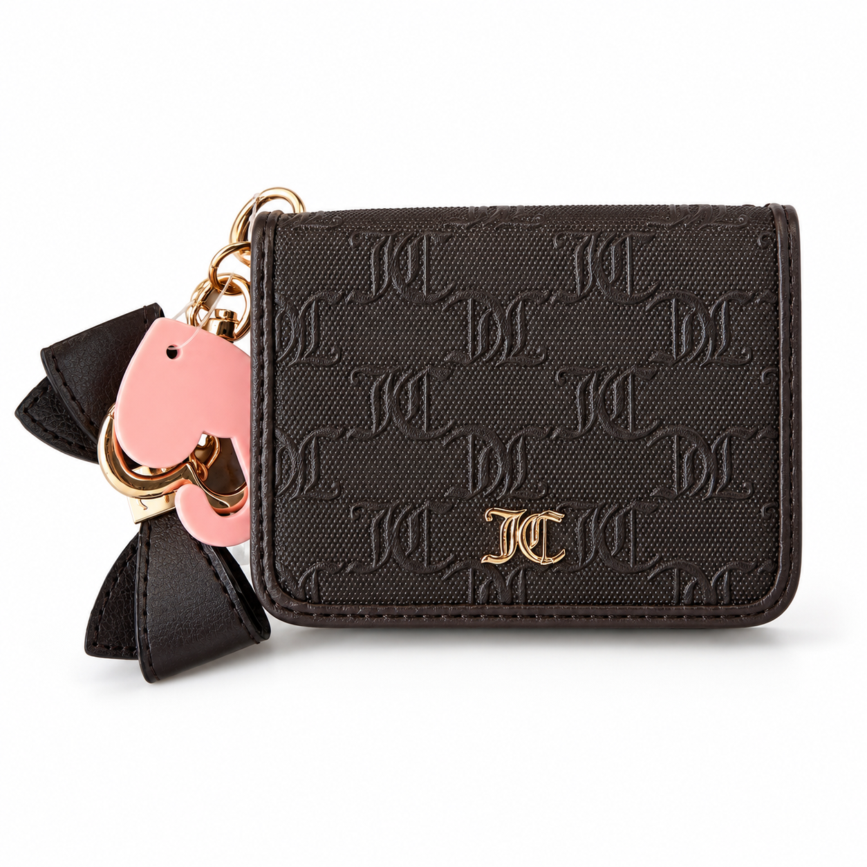 Chic Monogram Keychain Wallet with Pink Charm