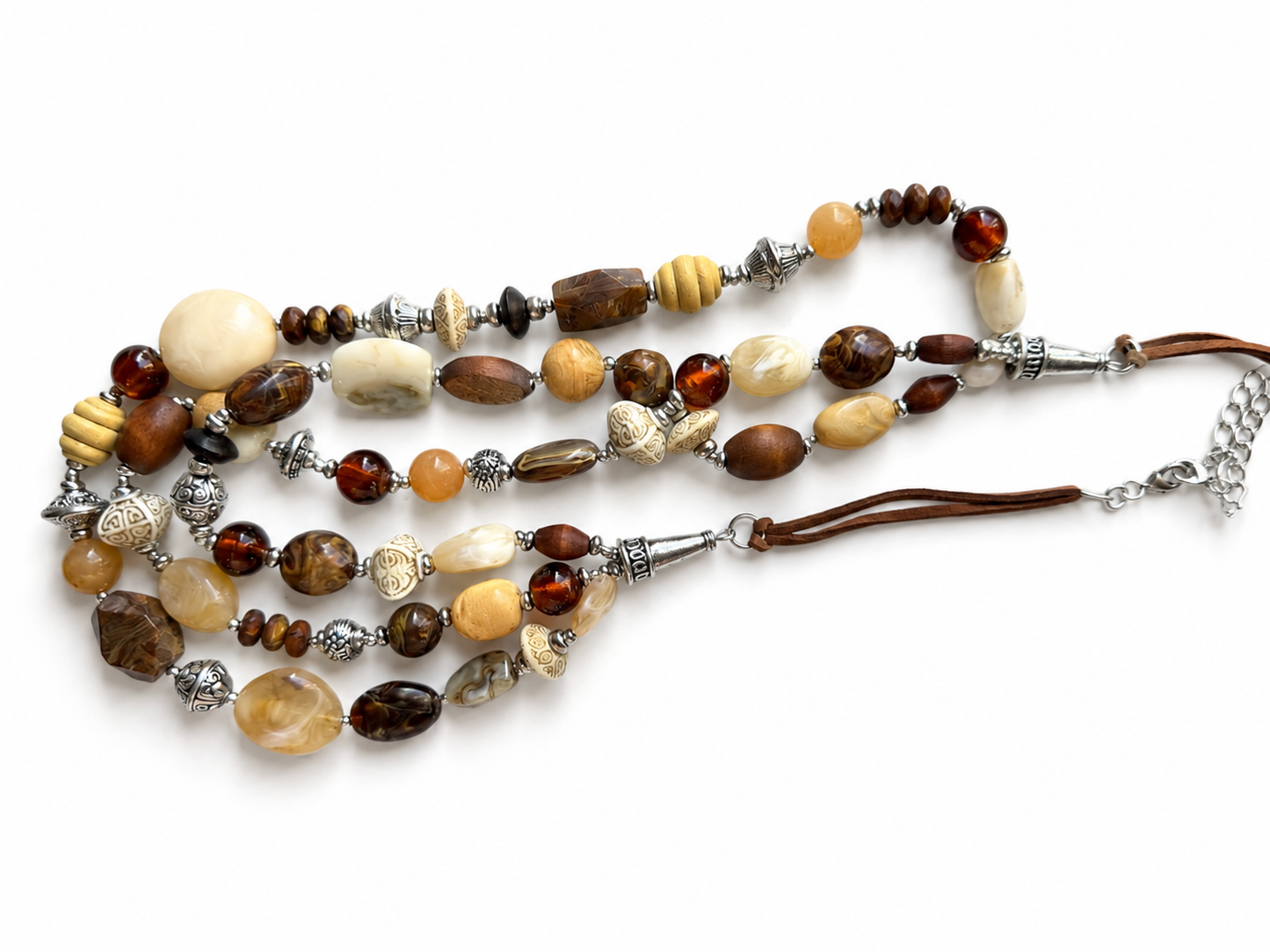 Earth & Amber Multi-Strand Statement Necklace