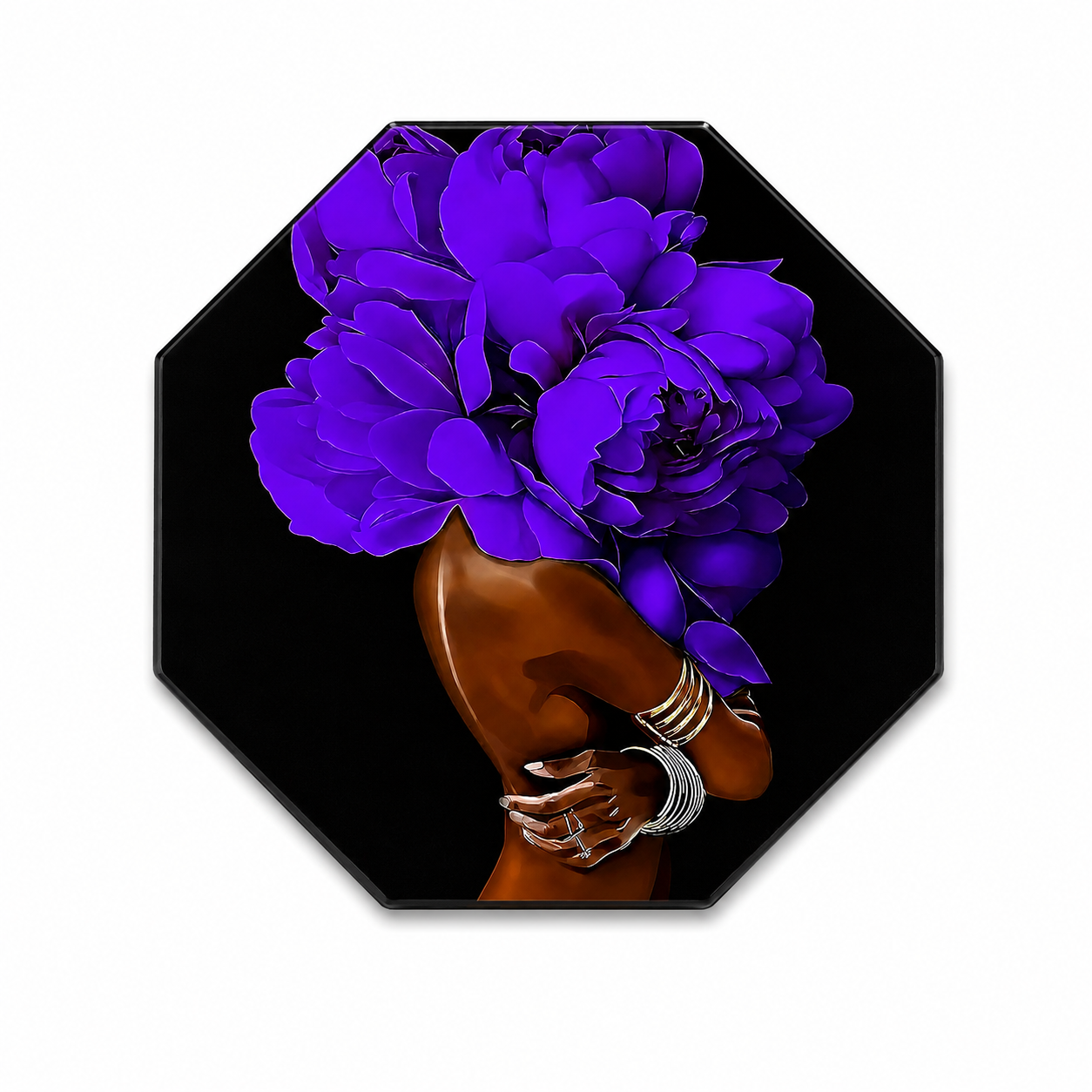 Purple Bloom Goddess Octagon Magnet