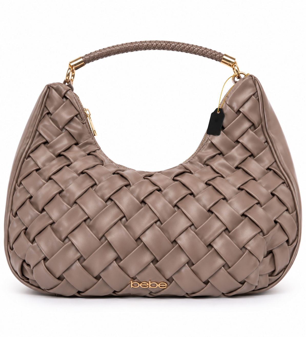 Bebe Woven Taupe Hobo Bag