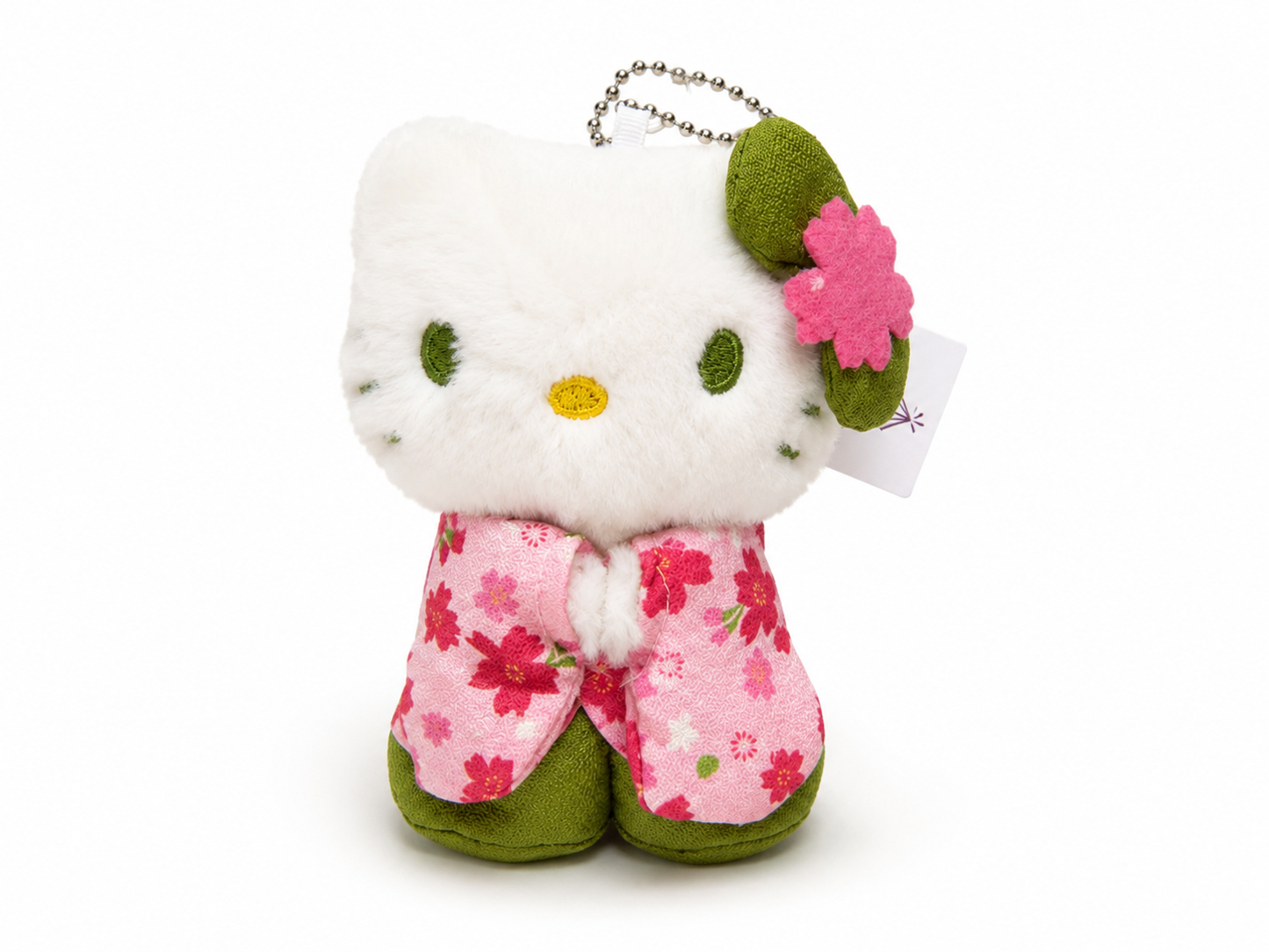 Floral Kimono Kitty Plush Keychain