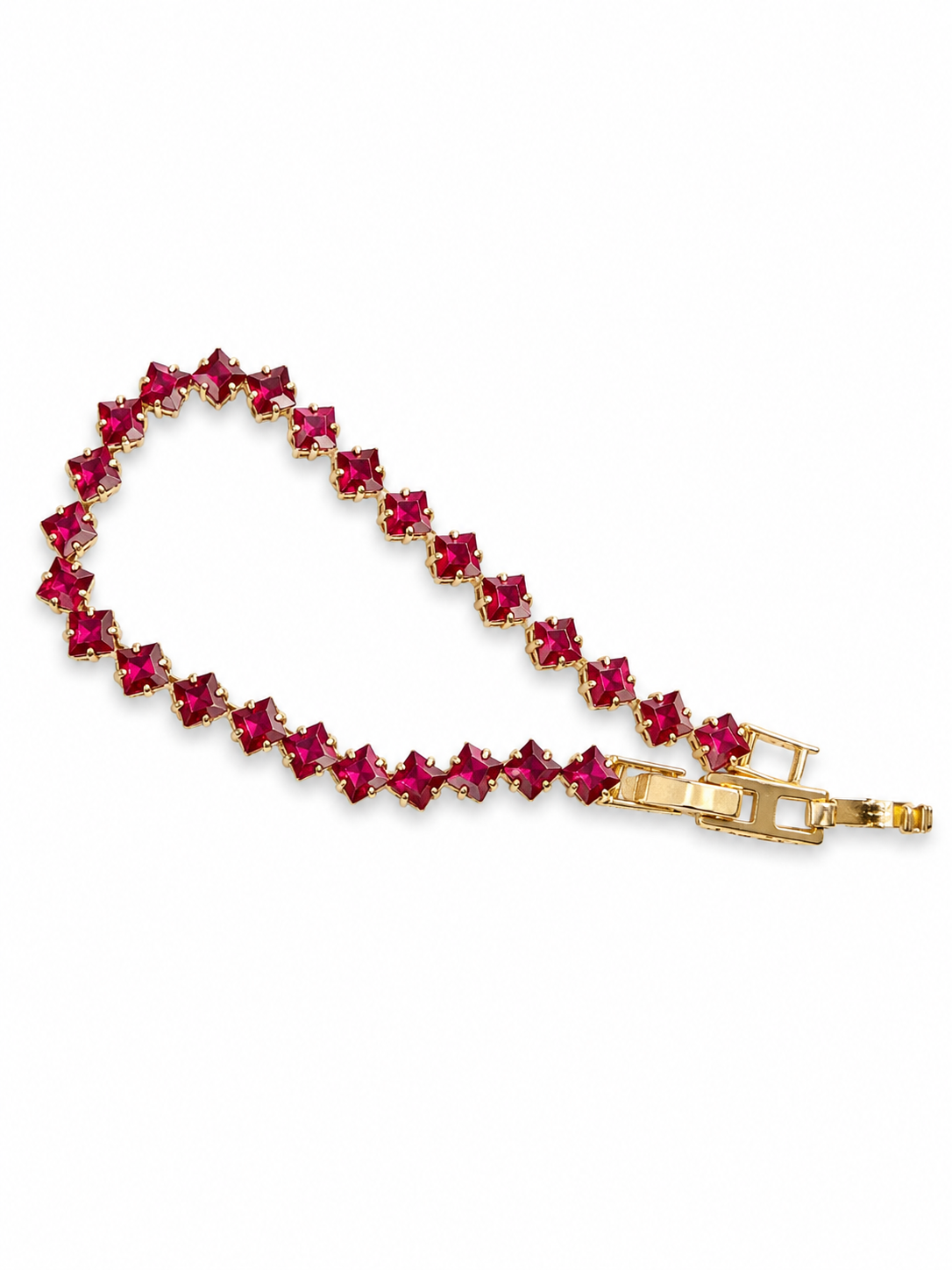 Ruby Red Square-Cut Tennis Bracelet