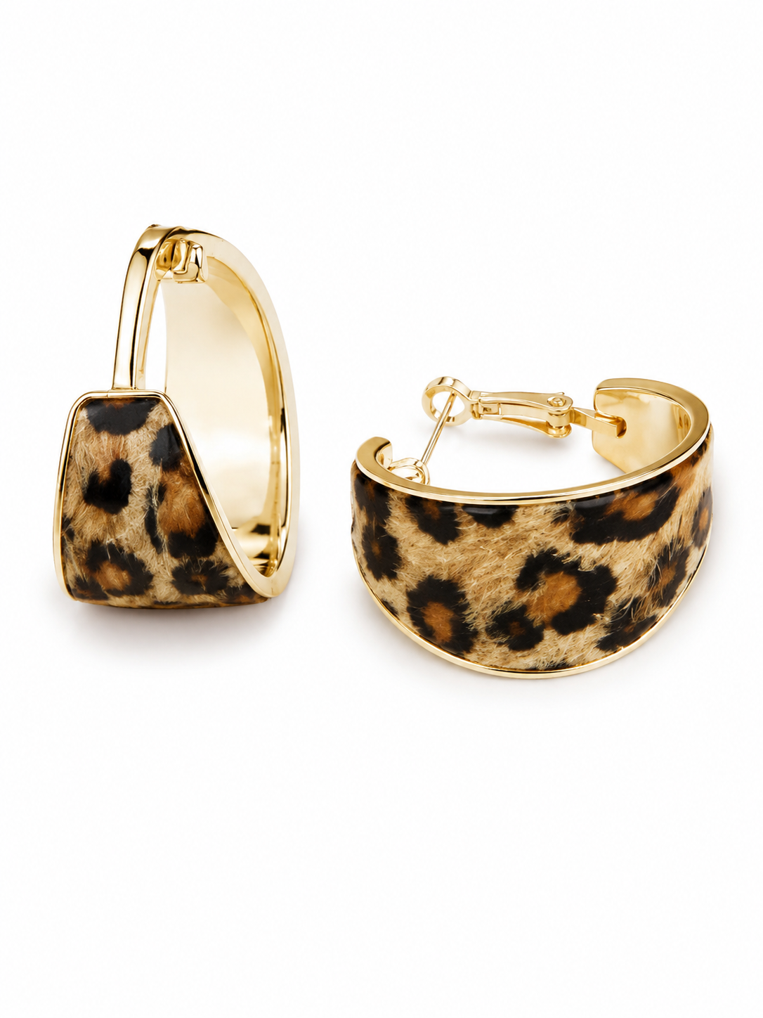 Leopard Print Gold Hoop Earrings