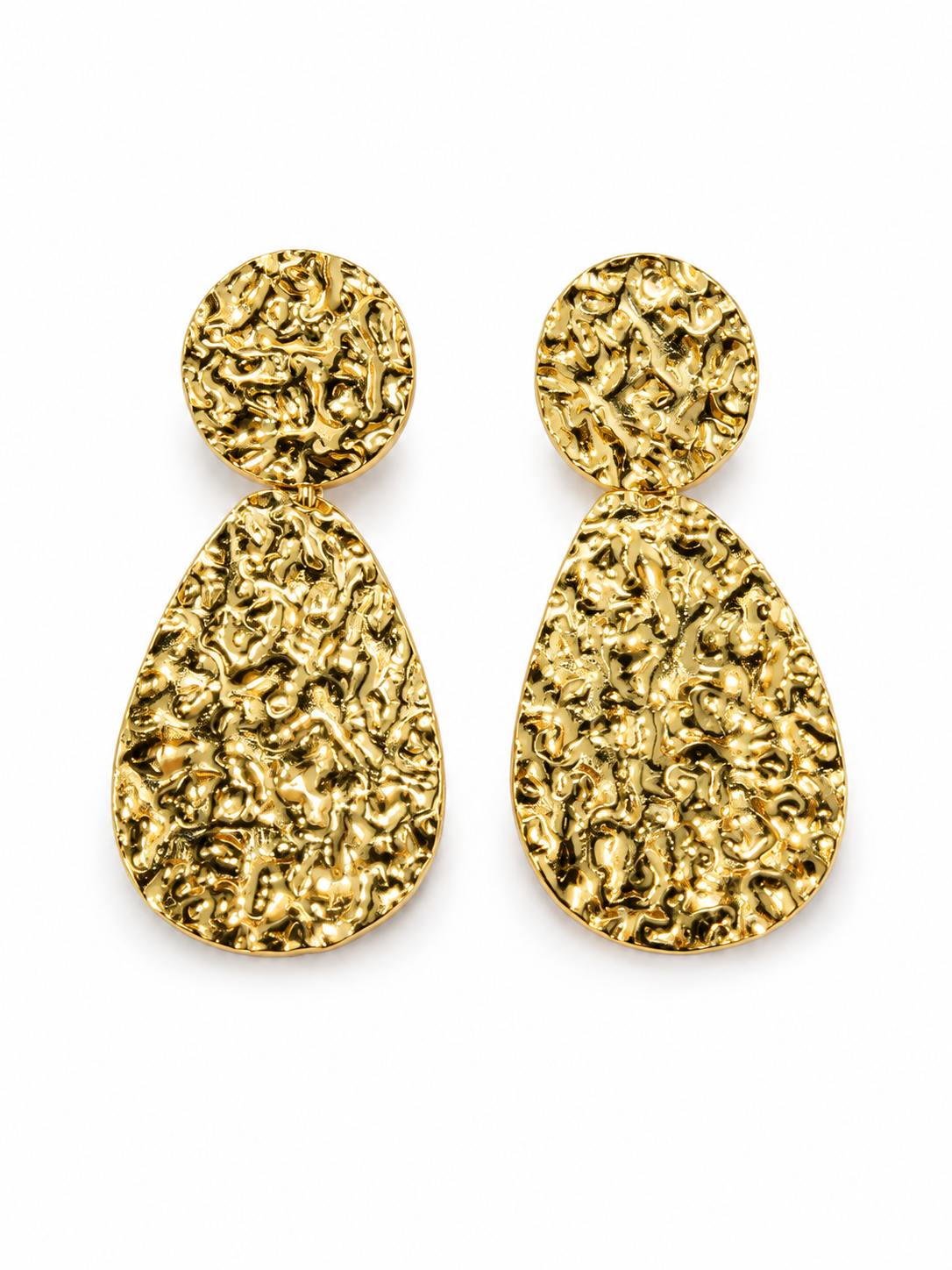 Hammered Gold Statement Drop Earrings