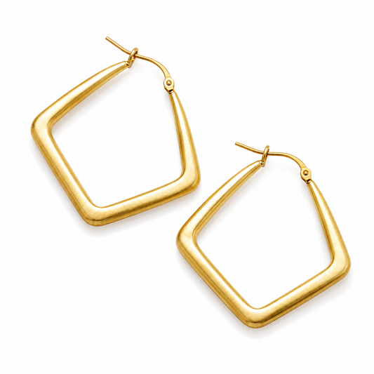 Gold Geometric Square Hoop Earrings