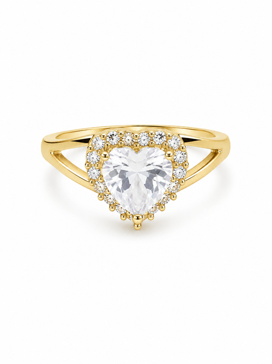 Heart Crystal Halo Ring