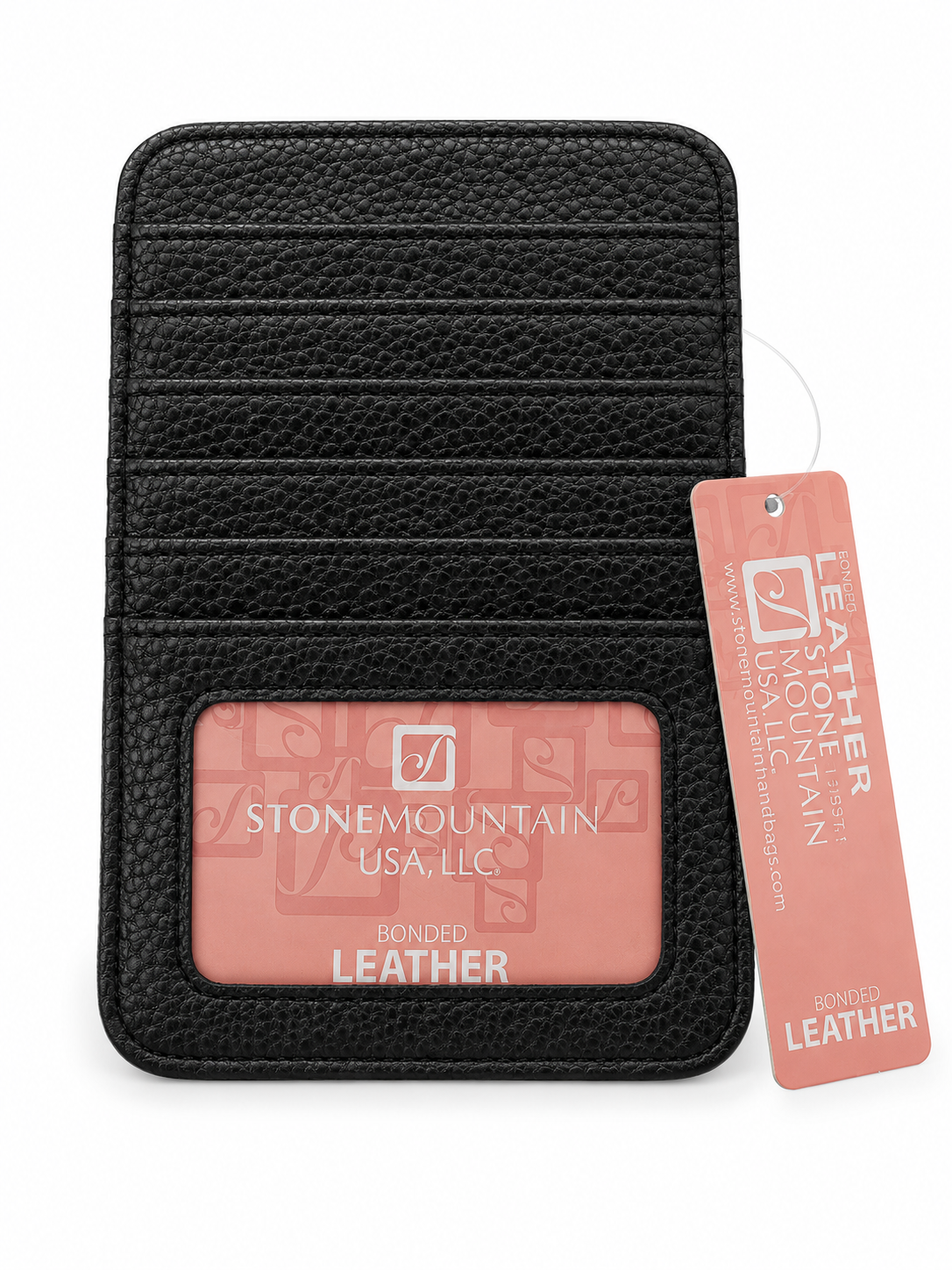 Stone Mountain Black Floral Bonded Leather Card Wallet