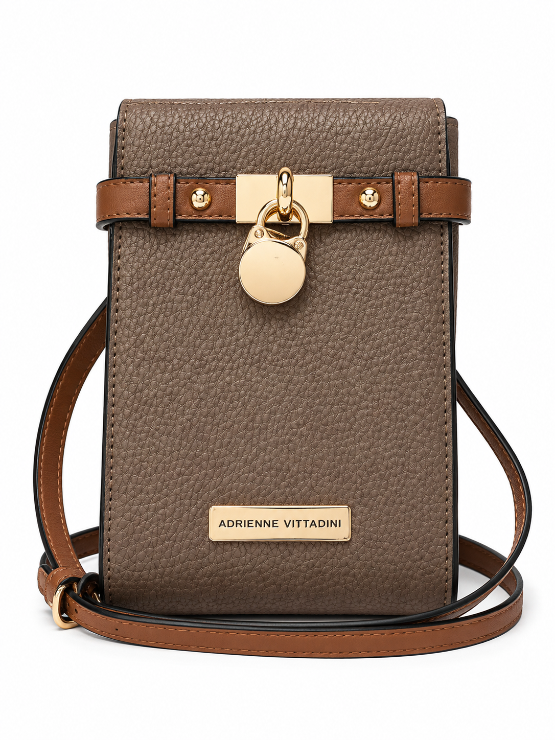 Adrienne Vittadini Taupe & Cognac Crossbody Bag