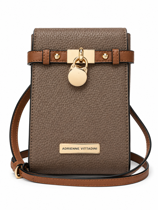 Adrienne Vittadini Taupe & Cognac Crossbody Bag