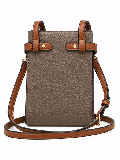 Adrienne Vittadini Taupe & Cognac Crossbody Bag