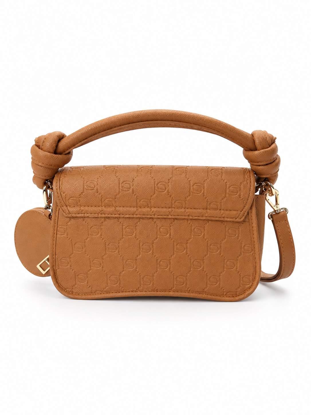 Bebe Caramel Monogram Shoulder Bag with Coin Pouch