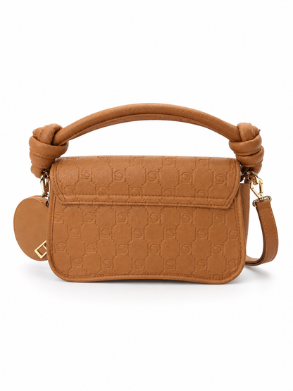 Bebe Caramel Monogram Shoulder Bag with Coin Pouch