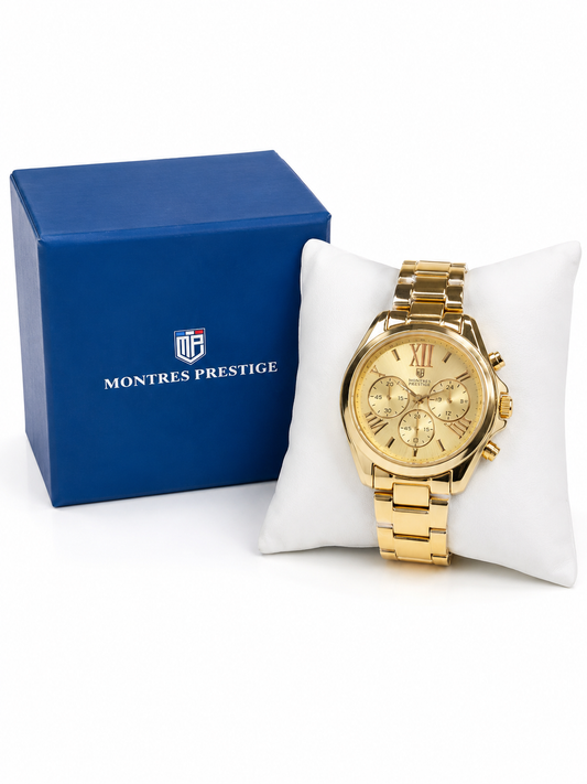 Montres Prestige Gold-Tone Chronograph Watch