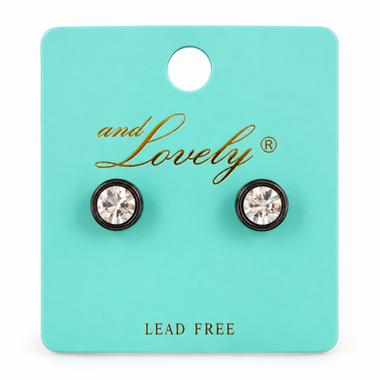 Classic Crystal Stud Earrings – Black & Clear