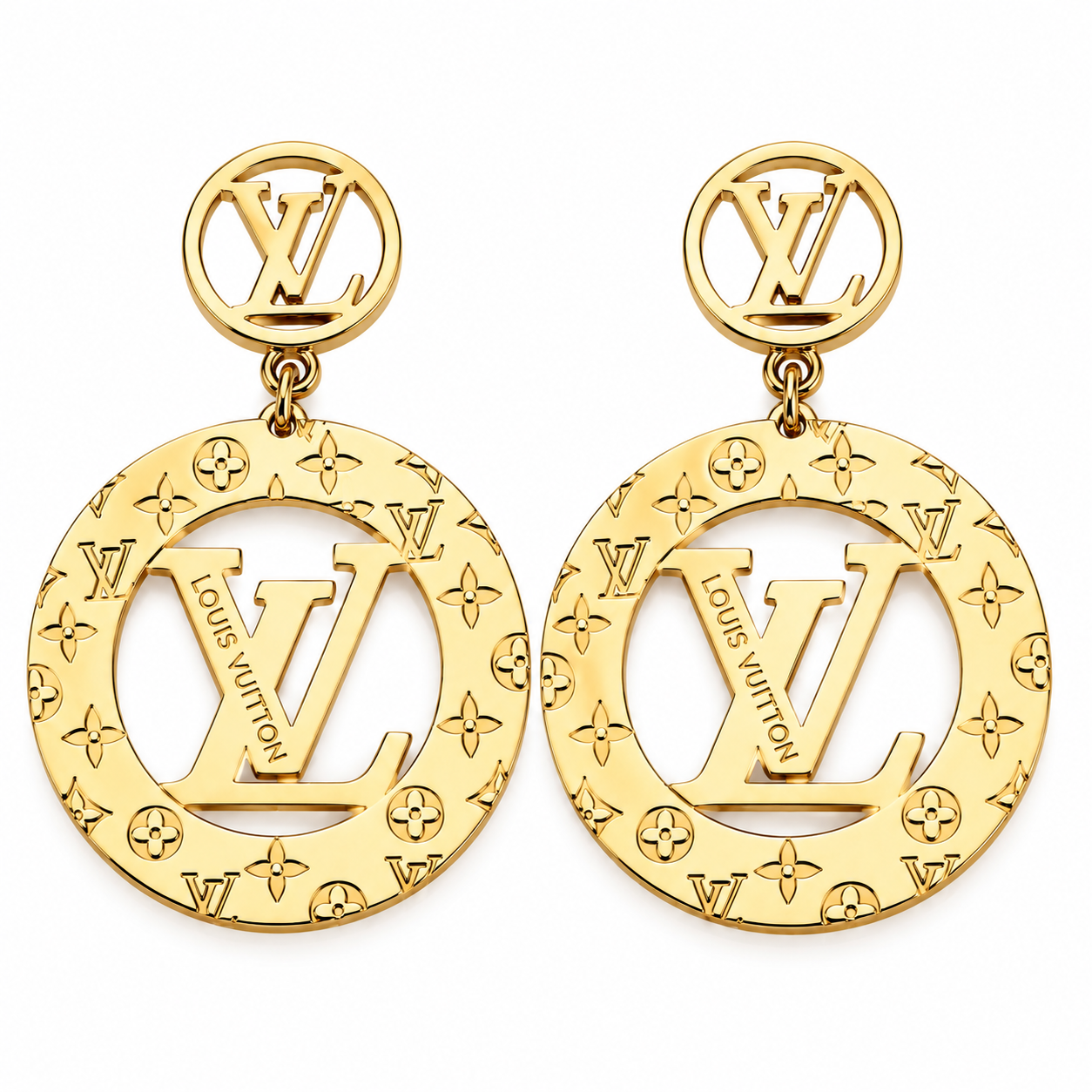 Gold Monogram-Inspired Statement Drop Earrings