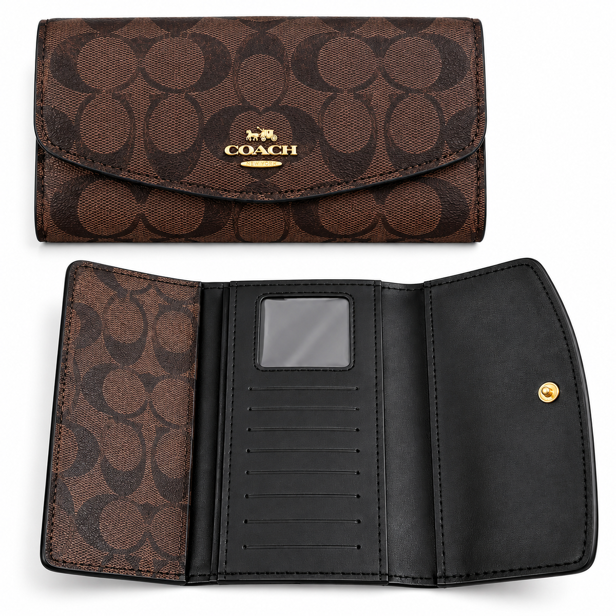 Brown Signature Monogram Trifold Wallet