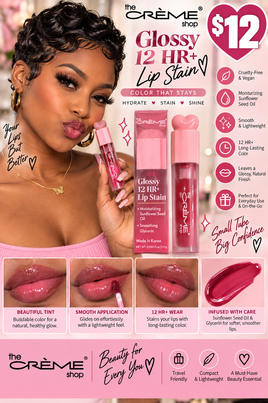 The Crème Shop Glossy 12 HR+ Lip Stain