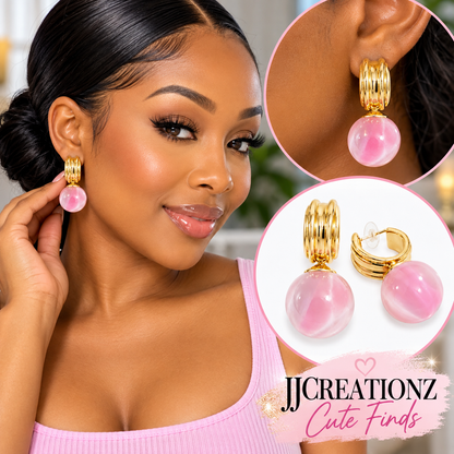 Blush Pink Orb Drop Earrings