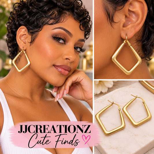 Gold Geometric Square Hoop Earrings