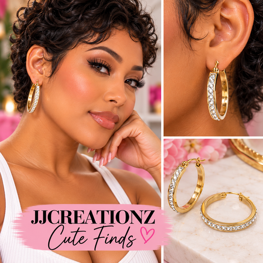 Gold Crystal-Trim Hoop Earrings