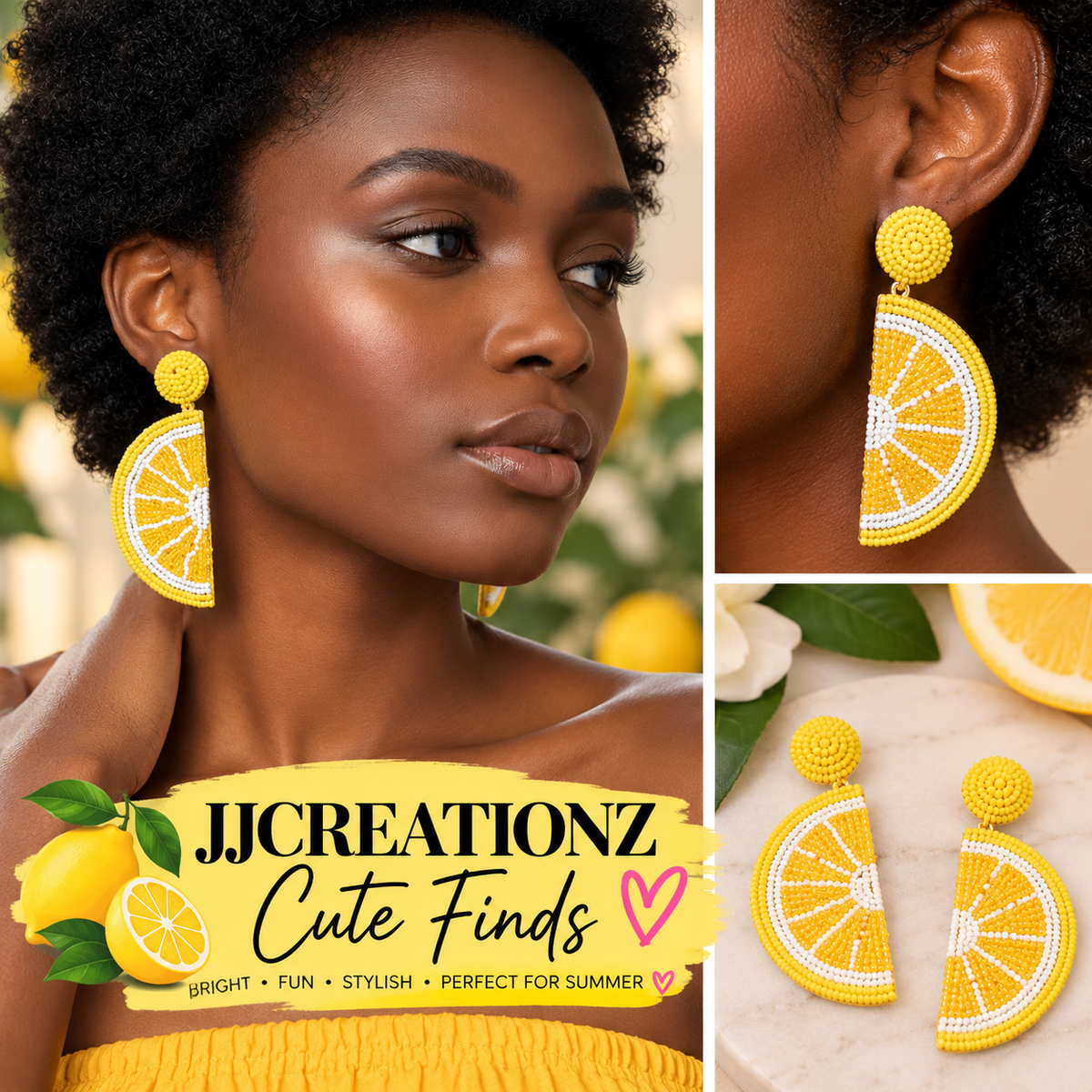 Lemon Slice Beaded Earrings