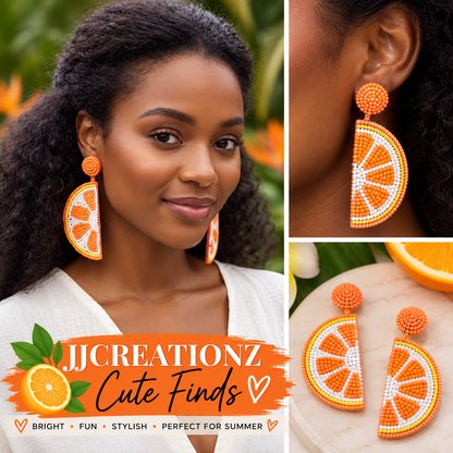 Orange Slice Beaded Earrings