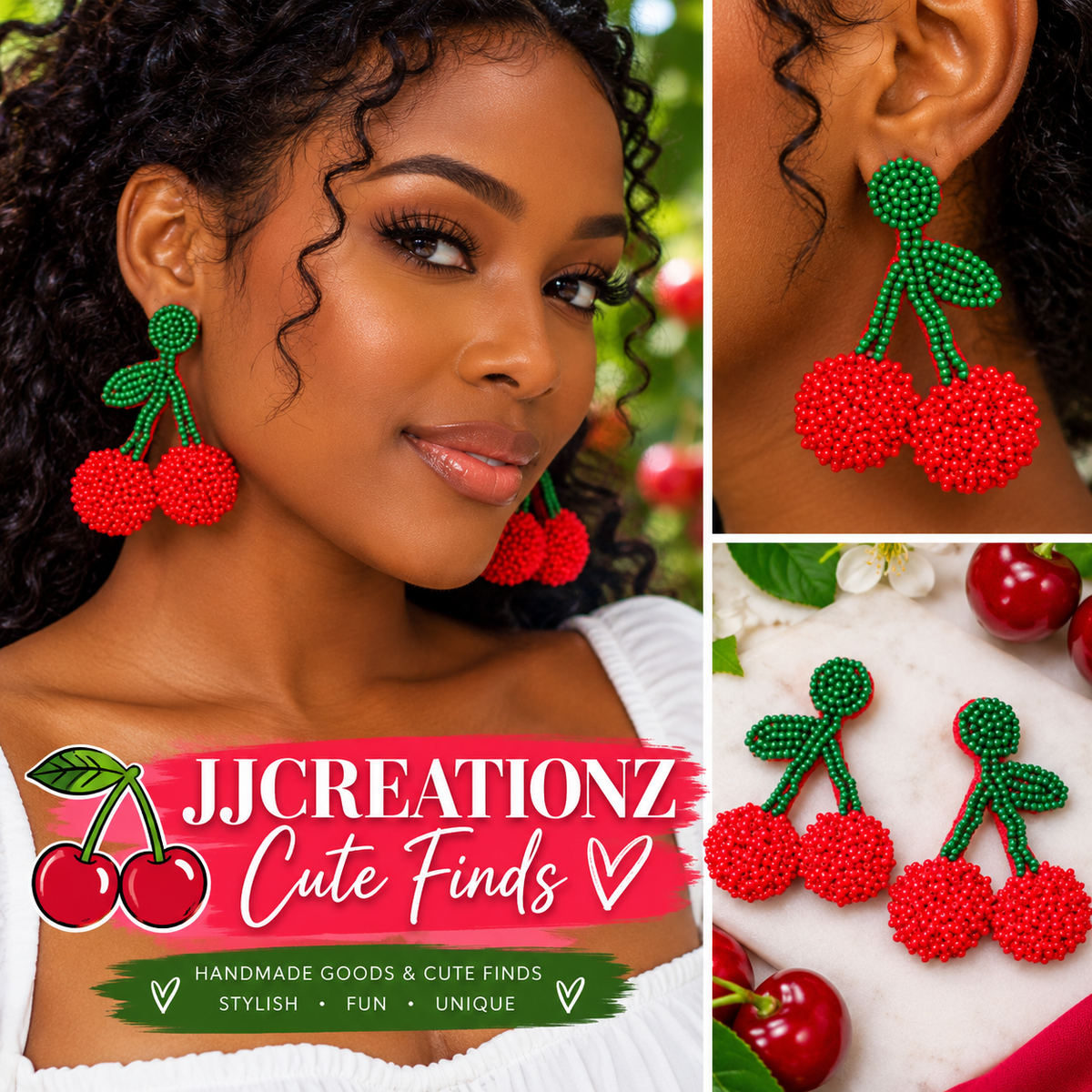 Cherry Beaded Earrings
