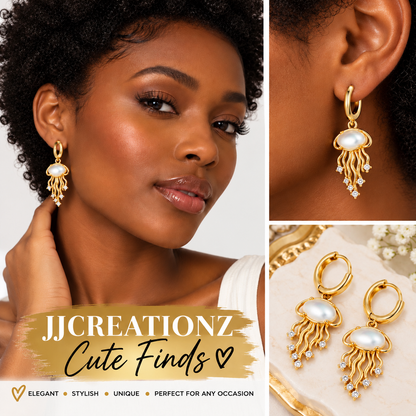 Opal Jellyfish Gold Drop Earrings