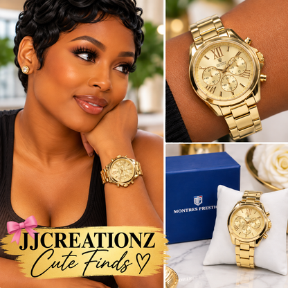 Montres Prestige Gold-Tone Chronograph Watch