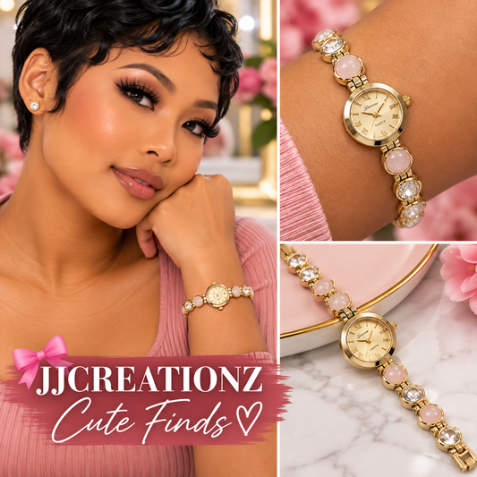 Blush Stone & Crystal Gold-Tone Bracelet Watch